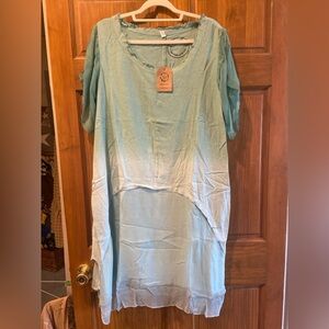 OSFM A Rare Bird Light Blue dip dye ombré Tunic Dress